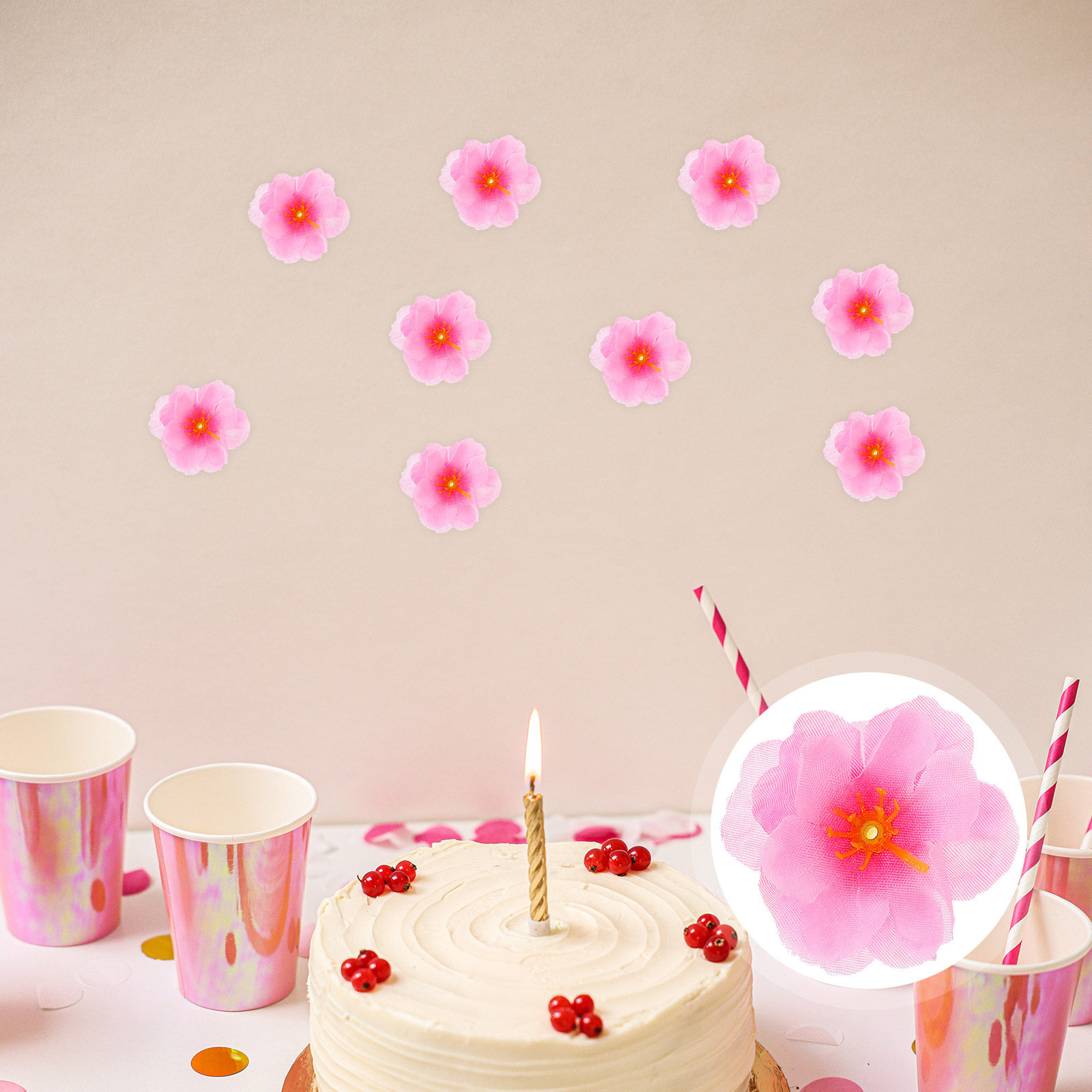 Embellish Craft - 100Pcs Embellishments Fabric Cherry Blossom Flowers