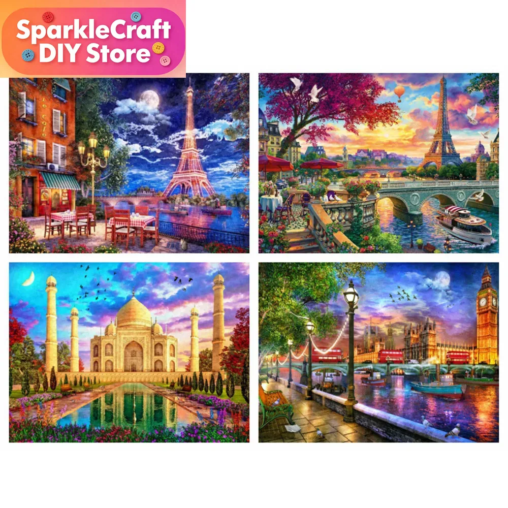 Embroidery Embellishments - 1pc frameless diamond painting city street