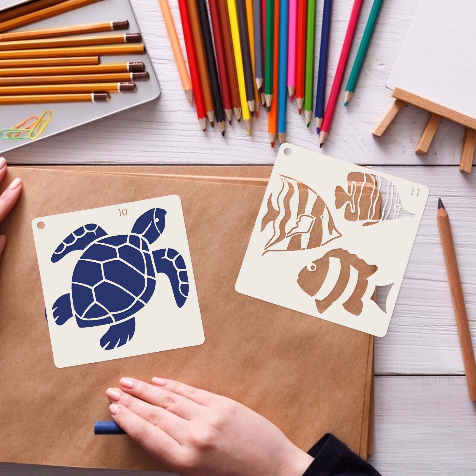 Craft Embellishment World - 16pcs Ocean World Painting Templates Reusable