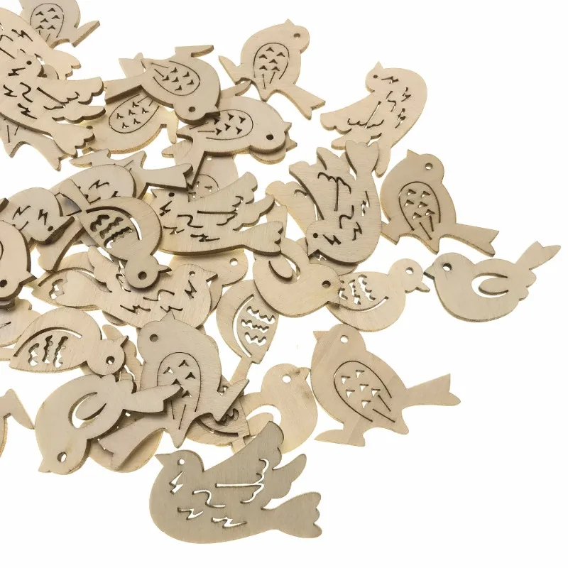 50pcs Wooden Bird Pattern DIY  - Embellishments For Scrapbooking avaliação e preço