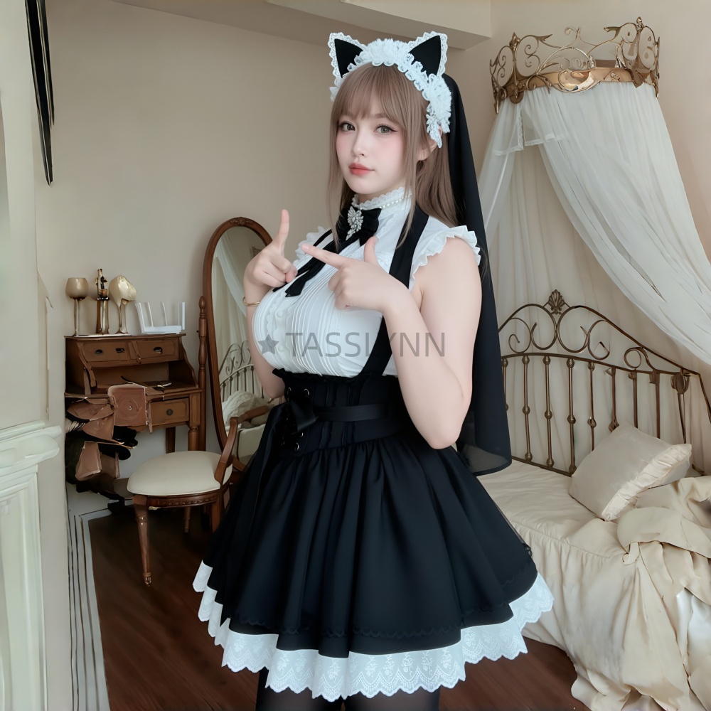 Cat Ear Nun Maid Dress Women's - Embellish Knit avaliação e preço
