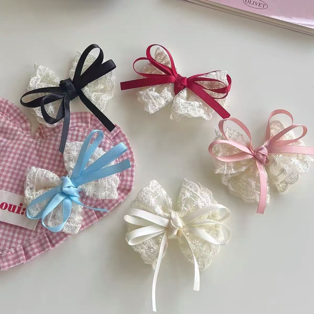 2Pcs Elegant Lace Bow Hairpins - Lace Ribbon Trim avaliação e preço