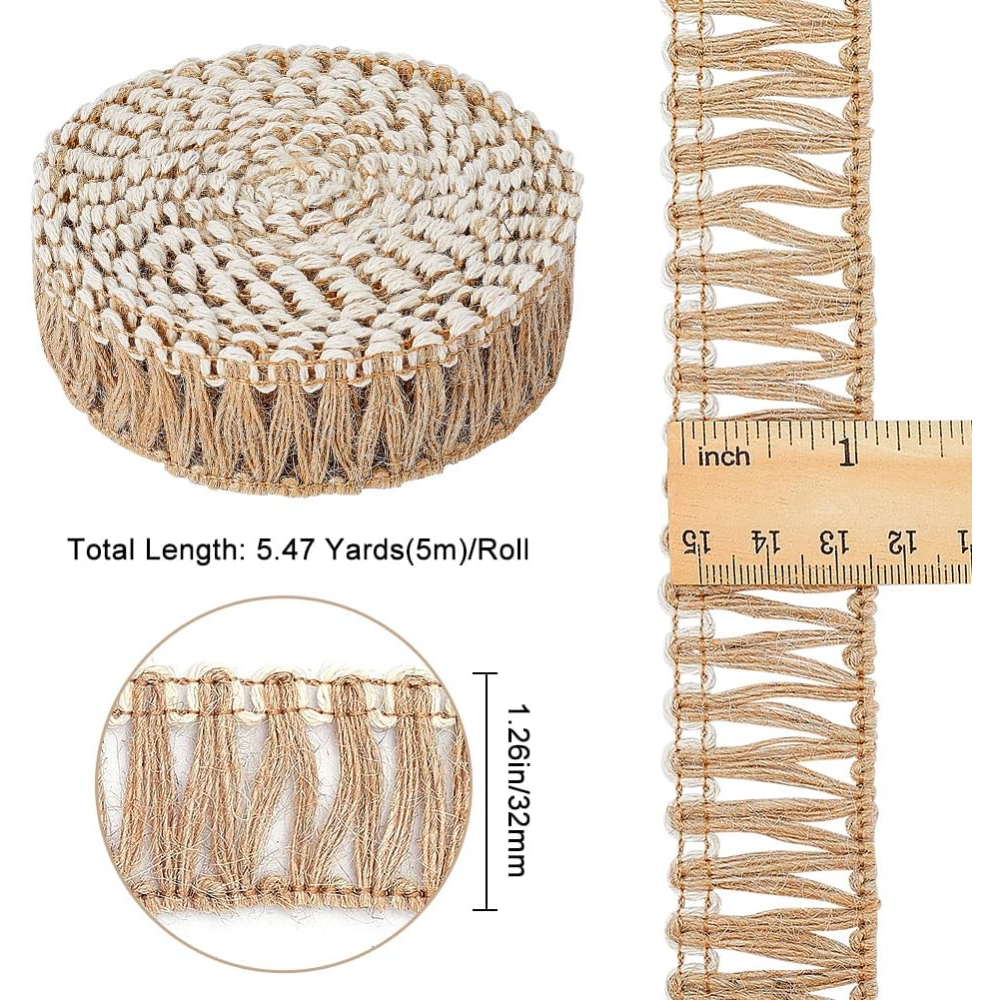 5 Meters Burlap Fringe Tassel  - Lace Ribbon Trim avaliação e preço