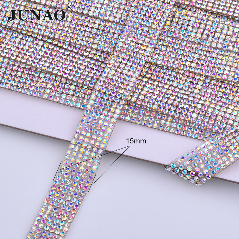 JUNAO 5Yard Crystal AB Rhinest - Crystal Mesh Fabric avaliação e preço