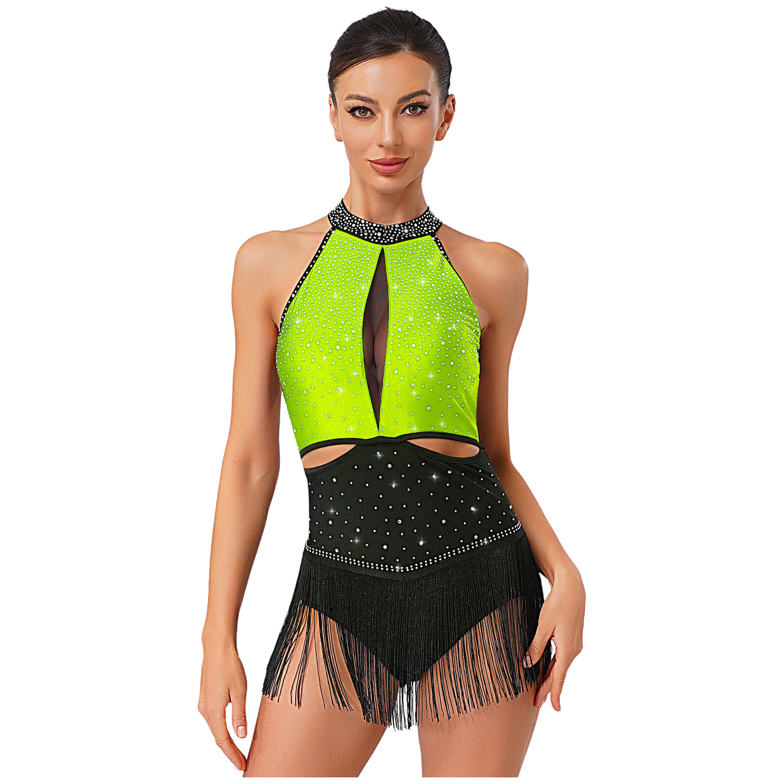 Women Dance Rhythmic Dresses S - Rhinestone Banding Trim avaliação e preço