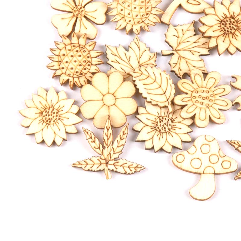 30Pcs 25-30mm Wood DIY Accesso - Embellishments For Scrapbooking avaliação e preço