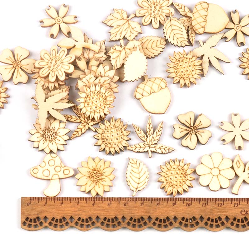 30Pcs 25-30mm Wood DIY Accesso - Embellishments For Scrapbooking avaliação e preço