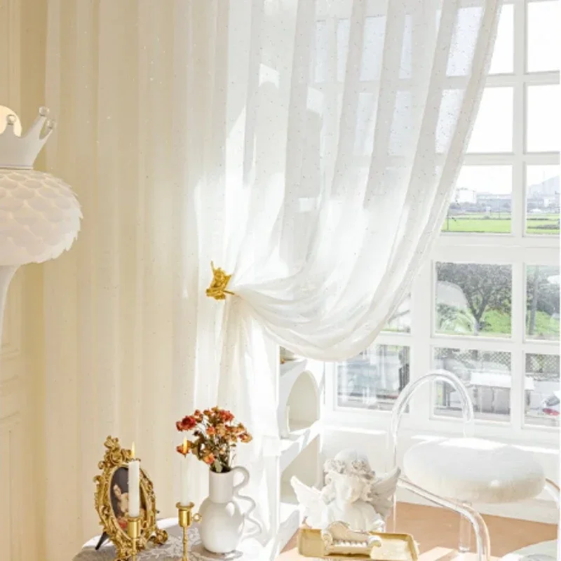 French Sheer Curtains for Livi - Sequin Fabric Panel avaliação e preço