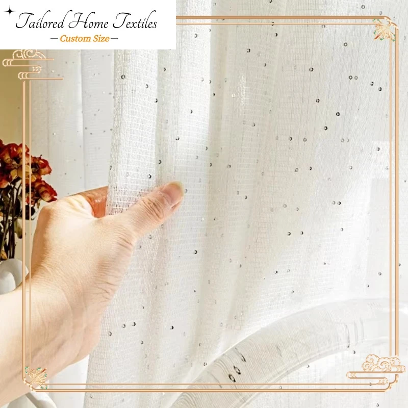 French Sheer Curtains for Livi - Sequin Fabric Panel avaliação e preço