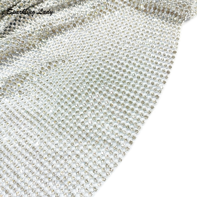 3MM Fashion Metal Rhinestone F - Crystal Mesh Fabric avaliação e preço