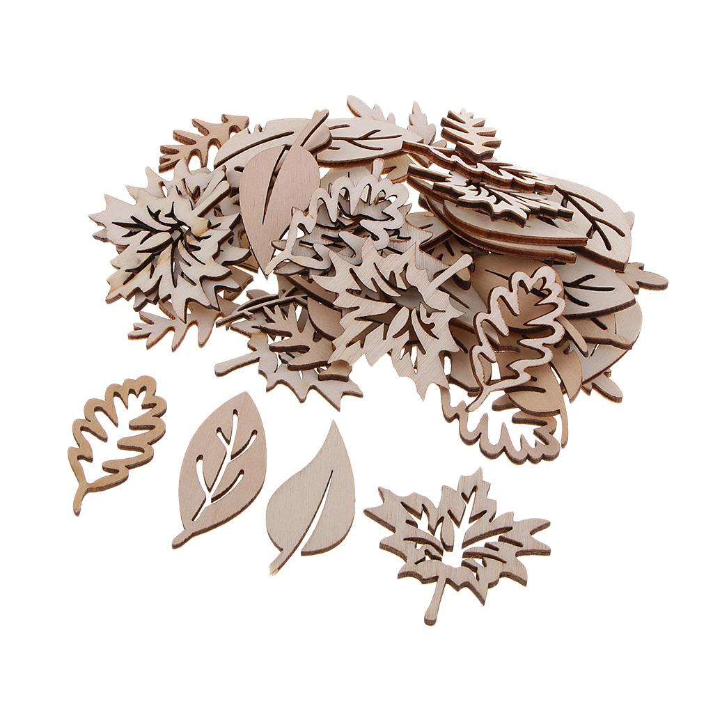 50 Pieces Wooden Leaves Embell - Christmas Craft Embellishment avaliação e preço