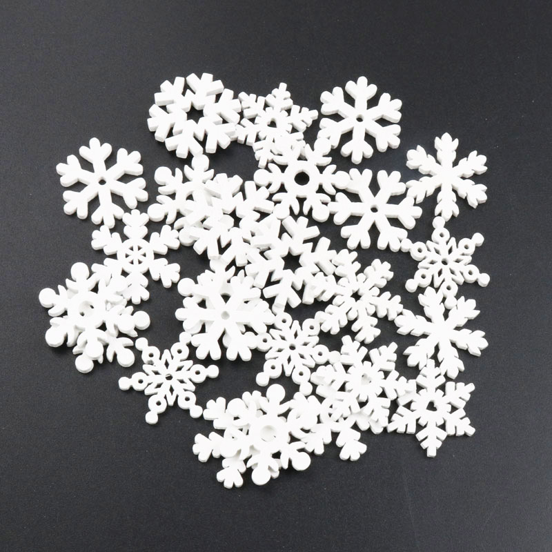 20Pcs Wooden Christmas Snowfla - Christmas Craft Embellishment avaliação e preço