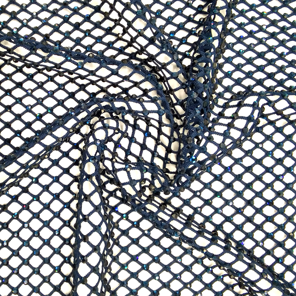 SS10 Rhinestones Mesh Navy Col - Crystal Mesh Fabric avaliação e preço