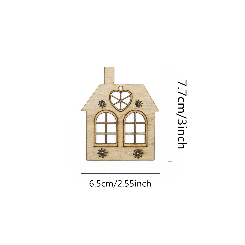 10pcs Wooden Hollow House Cuto - Christmas Craft Embellishment avaliação e preço
