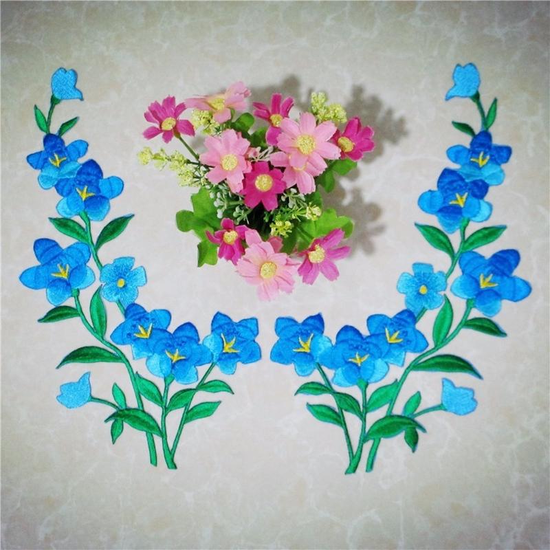 1/2pcs Nice Blue Flower Patch  - Applique Patch Flower avaliação e preço