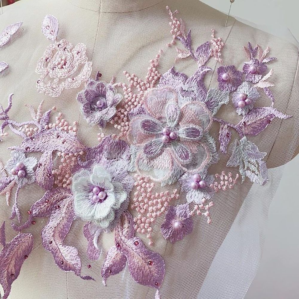 3D Flowers Beaded Lace Fabrics - Applique Patch Flower avaliação e preço
