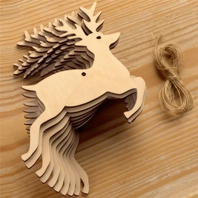 10PCS Wooden Tree Bell Deer Un - Christmas Craft Embellishment avaliação e preço