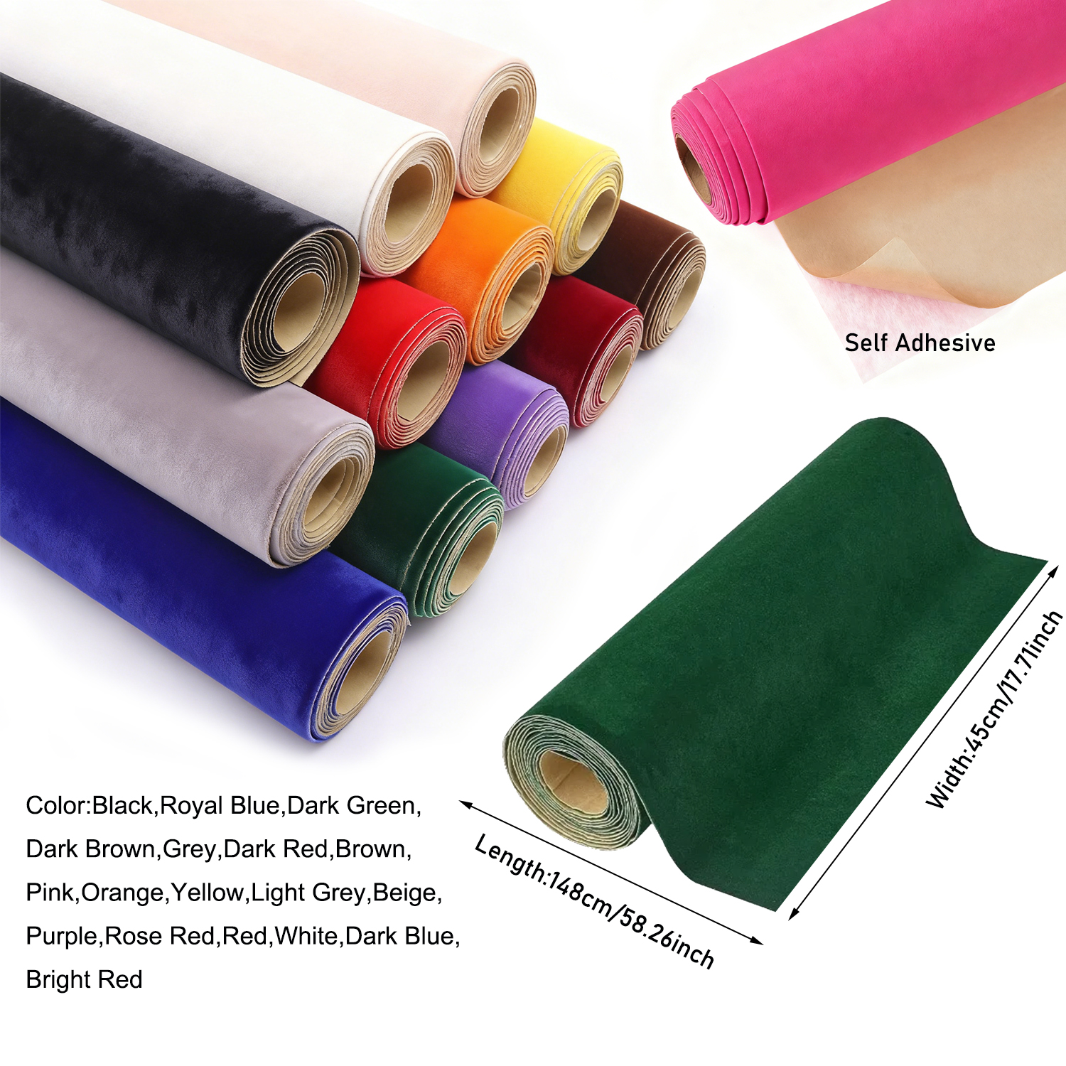 1 roll 45 x 148cm Self-adhesiv - Velvet Ribbon Roll avaliação e preço
