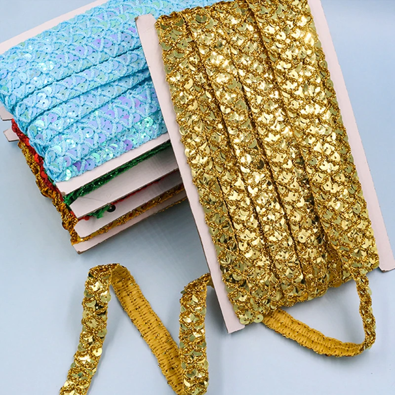 10m Gold and Silver Sequined L - Lace Ribbon Trim avaliação e preço