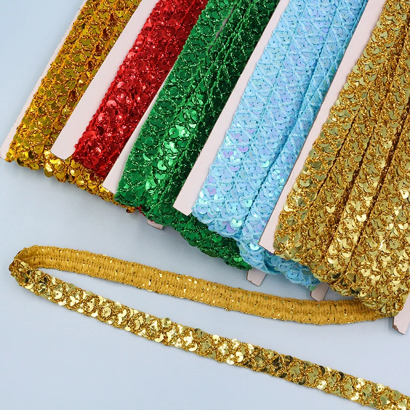 10m Gold and Silver Sequined L - Lace Ribbon Trim avaliação e preço