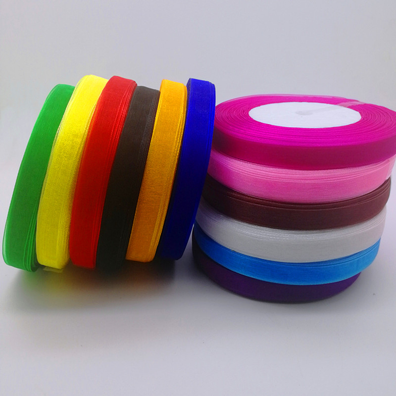 Hot 10mm 50Yards Spool Satin E - Organza Ribbon Spool avaliação e preço