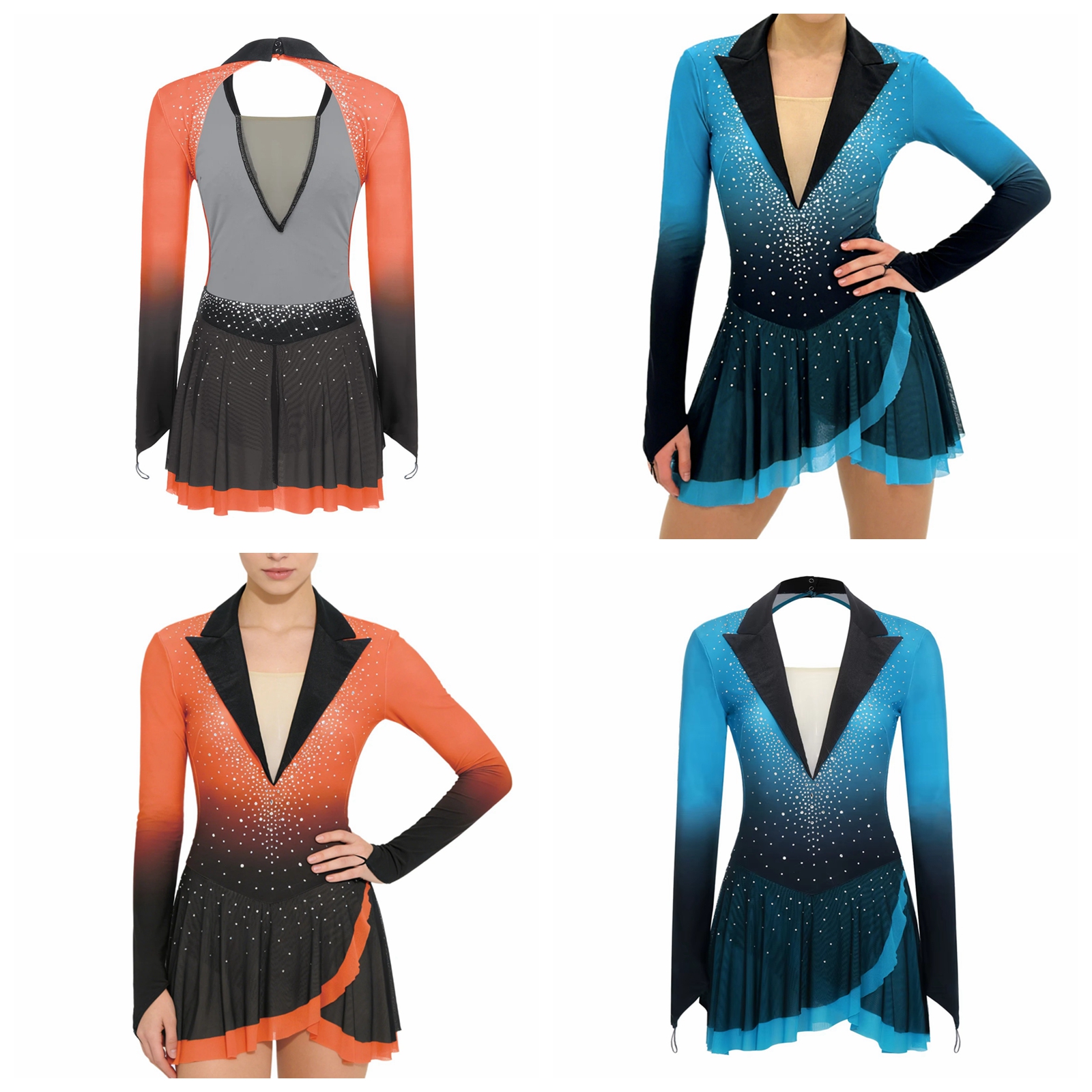 Womens Sheer Mesh Gymnastics B - Rhinestone Banding Trim avaliação e preço