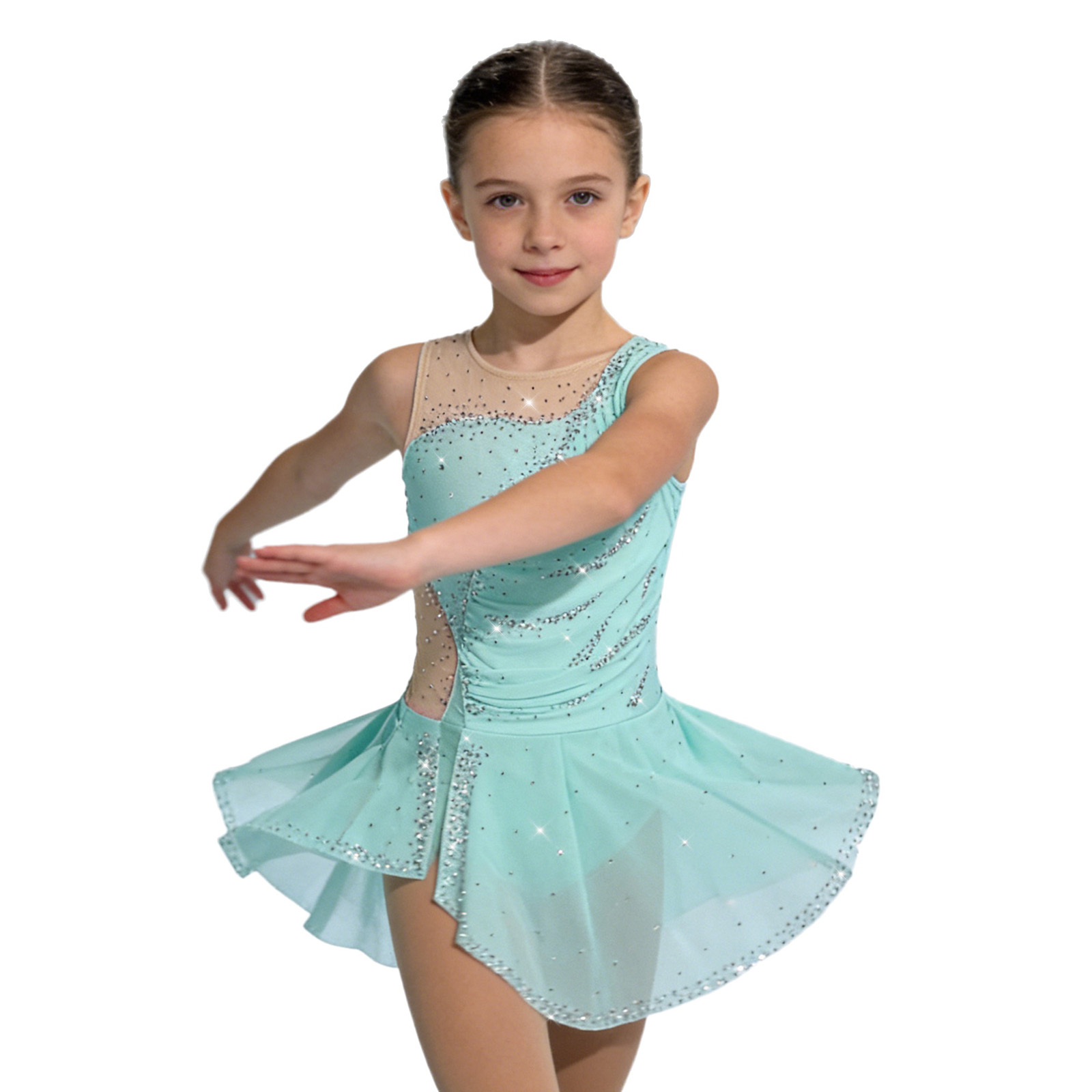 Kids Girls Figure Ice Skating  - Rhinestone Banding Trim avaliação e preço