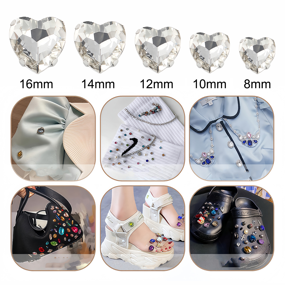 Heart Shape Glass Rhinestones  - Sew On Rhinestone avaliação e preço
