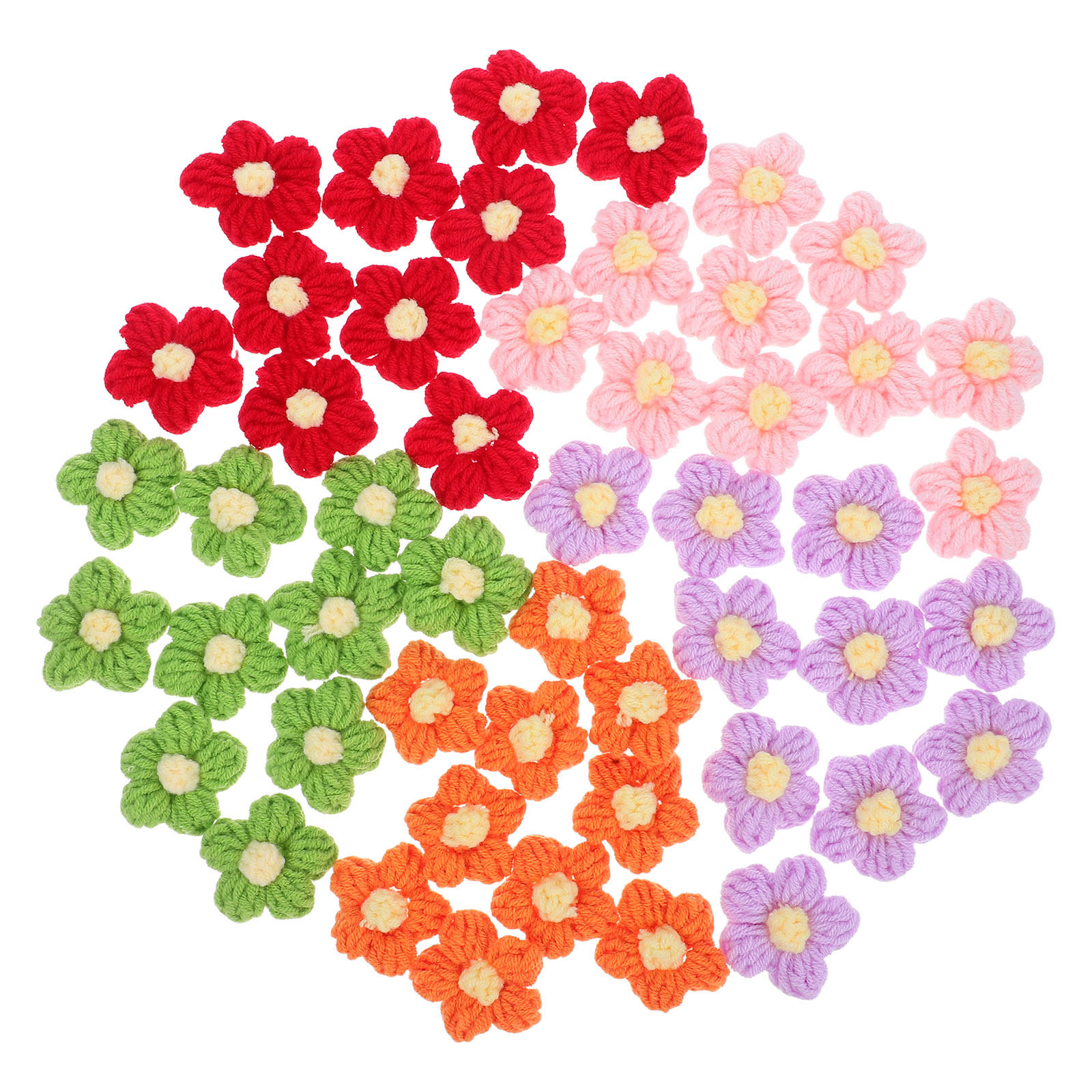 50Pcs Crochet Yarn Flowers Han - Embellish Craft avaliação e preço
