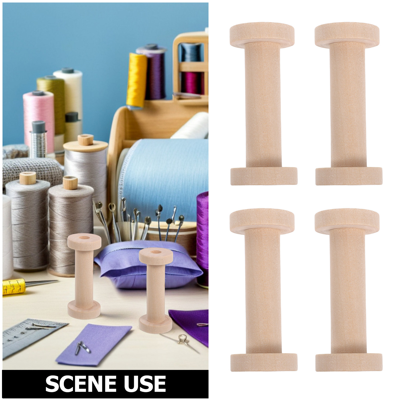 15Pcs Vintage Wooden Spools Em - Embroidery Craft avaliação e preço