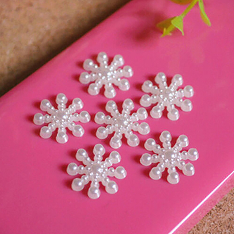 100pcs White Pearl Resin Snowf - Christmas Craft Embellishment avaliação e preço