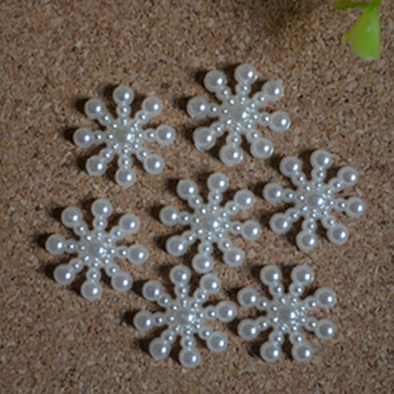 100pcs White Pearl Resin Snowf - Christmas Craft Embellishment avaliação e preço