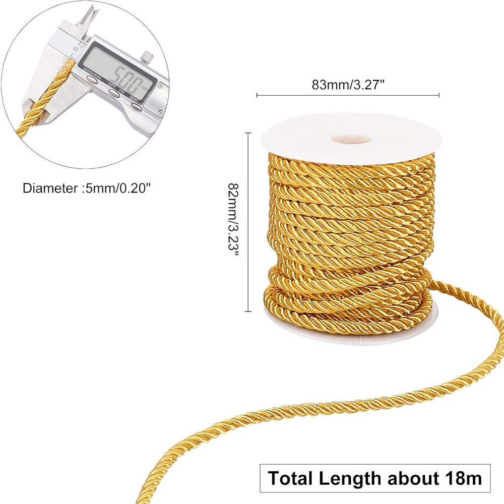 59 Feet Gold Cord 5mm Twisted  - Cord Trim Twisted avaliação e preço