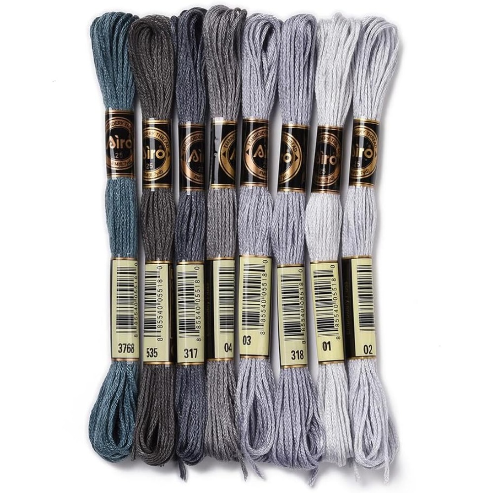 8 Skeins 70 Yards Grey Friends - Embroidery Embellishments avaliação e preço