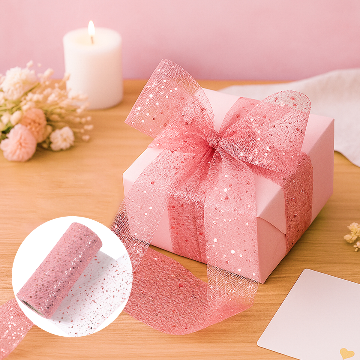 Glitter Tulle Rolls Birthday P - Organza Ribbon Spool avaliação e preço
