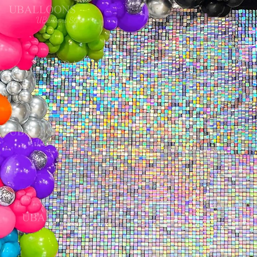 Iridescent Silver Shimmer Wall - Sequin Fabric Panel avaliação e preço