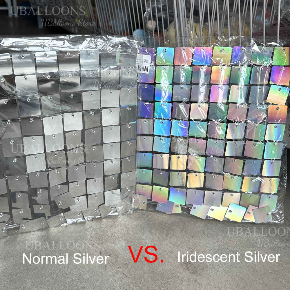Iridescent Silver Shimmer Wall - Sequin Fabric Panel avaliação e preço