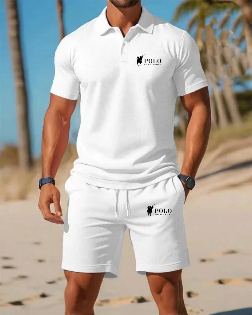 Men's Polo Shirt Set Summer Qu - Embellish Knit avaliação e preço
