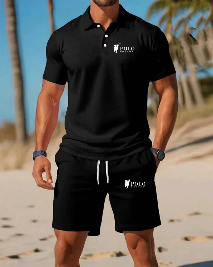 Men's Polo Shirt Set Summer Qu - Embellish Knit avaliação e preço
