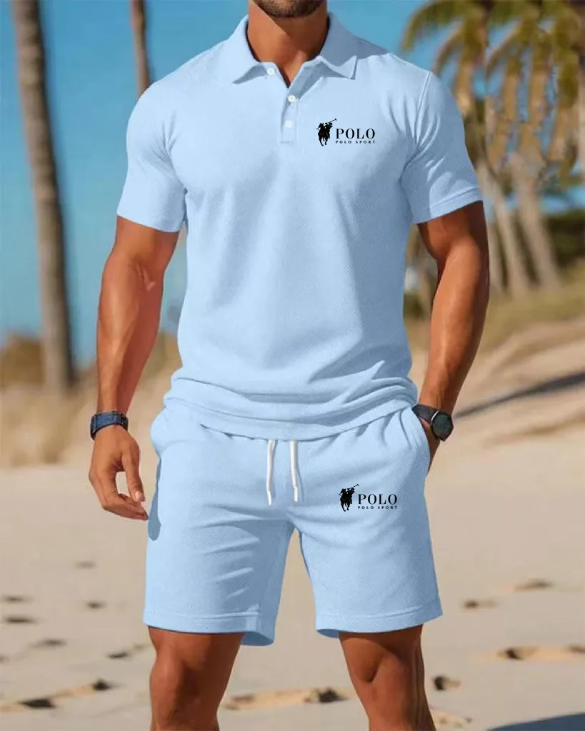 Men's Polo Shirt Set Summer Qu - Embellish Knit avaliação e preço