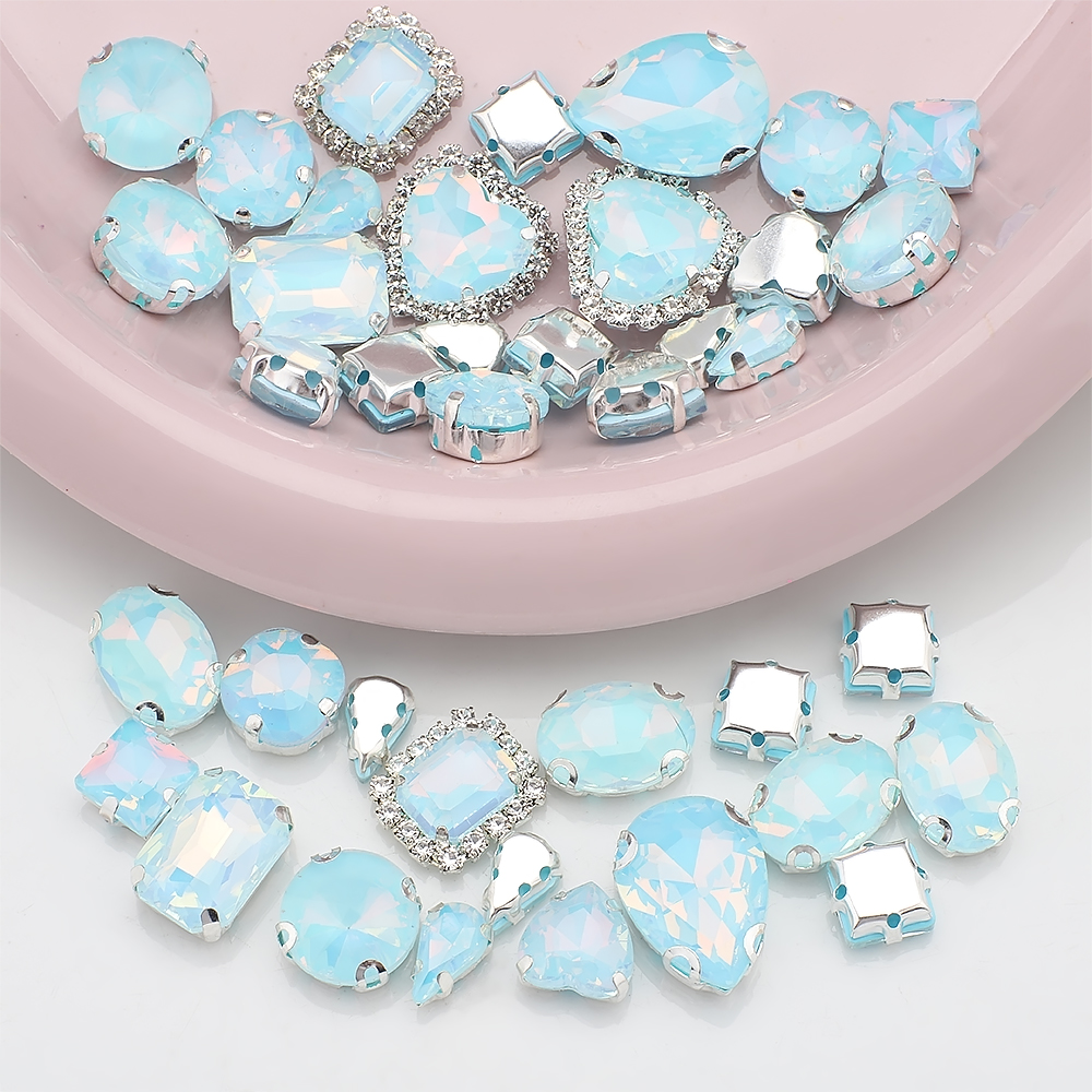 40pcs/bag Mix Shape Opal Glass - Sew On Rhinestone avaliação e preço