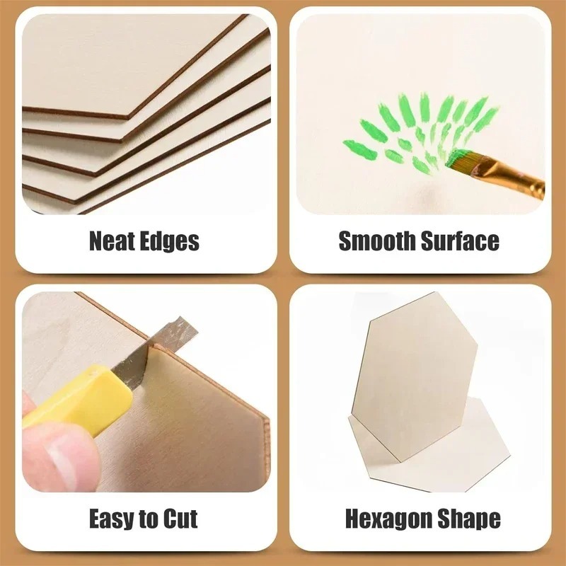 10-120mm Wooden Hexagon Blank  - Christmas Craft Embellishment avaliação e preço