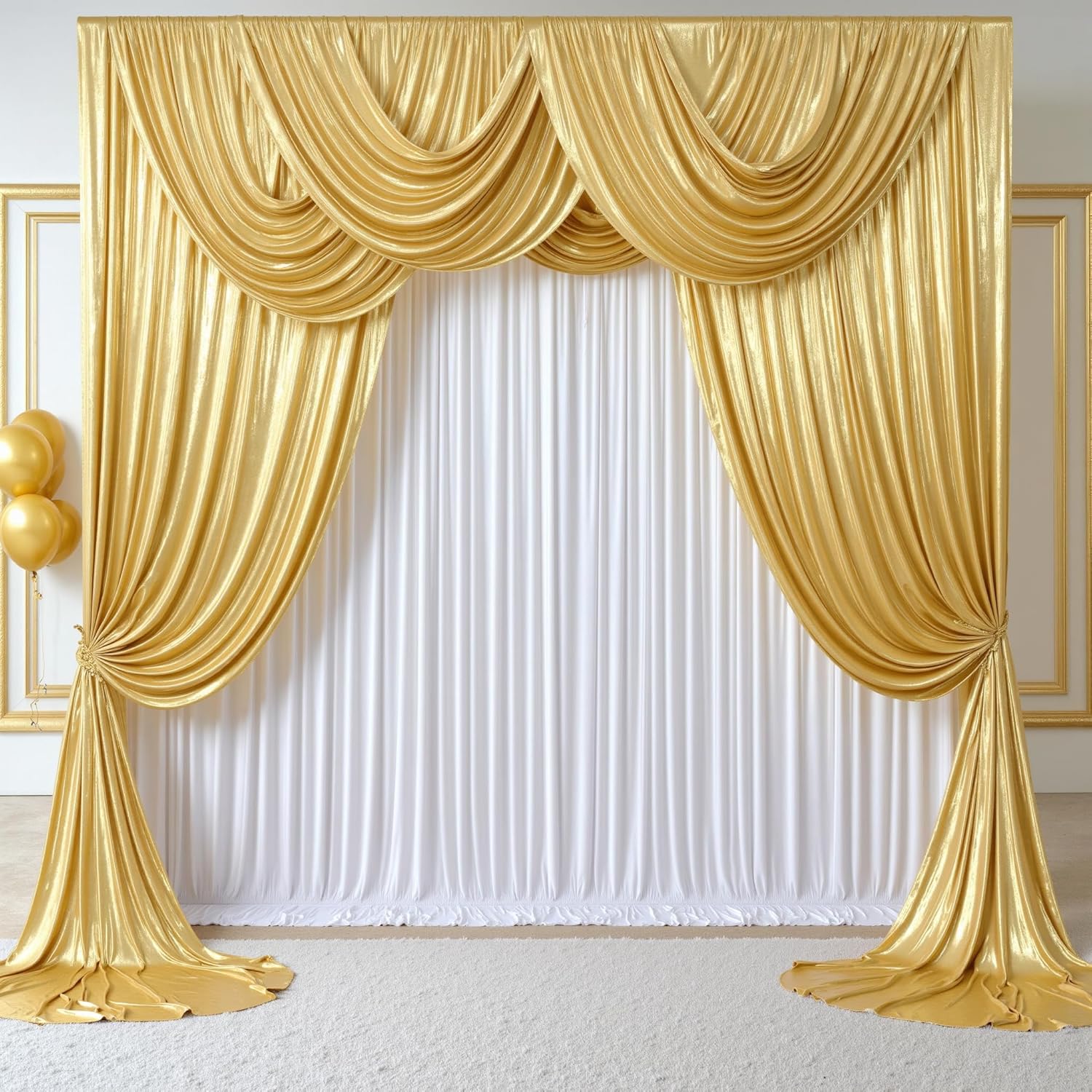 2.3x7FT Wrinkle Free Glitter 1 - Sequin Fabric Panel avaliação e preço