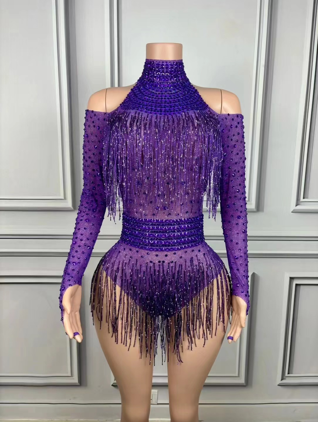 Singer Dancer Costume Sparkly  - Rhinestone Banding Trim avaliação e preço