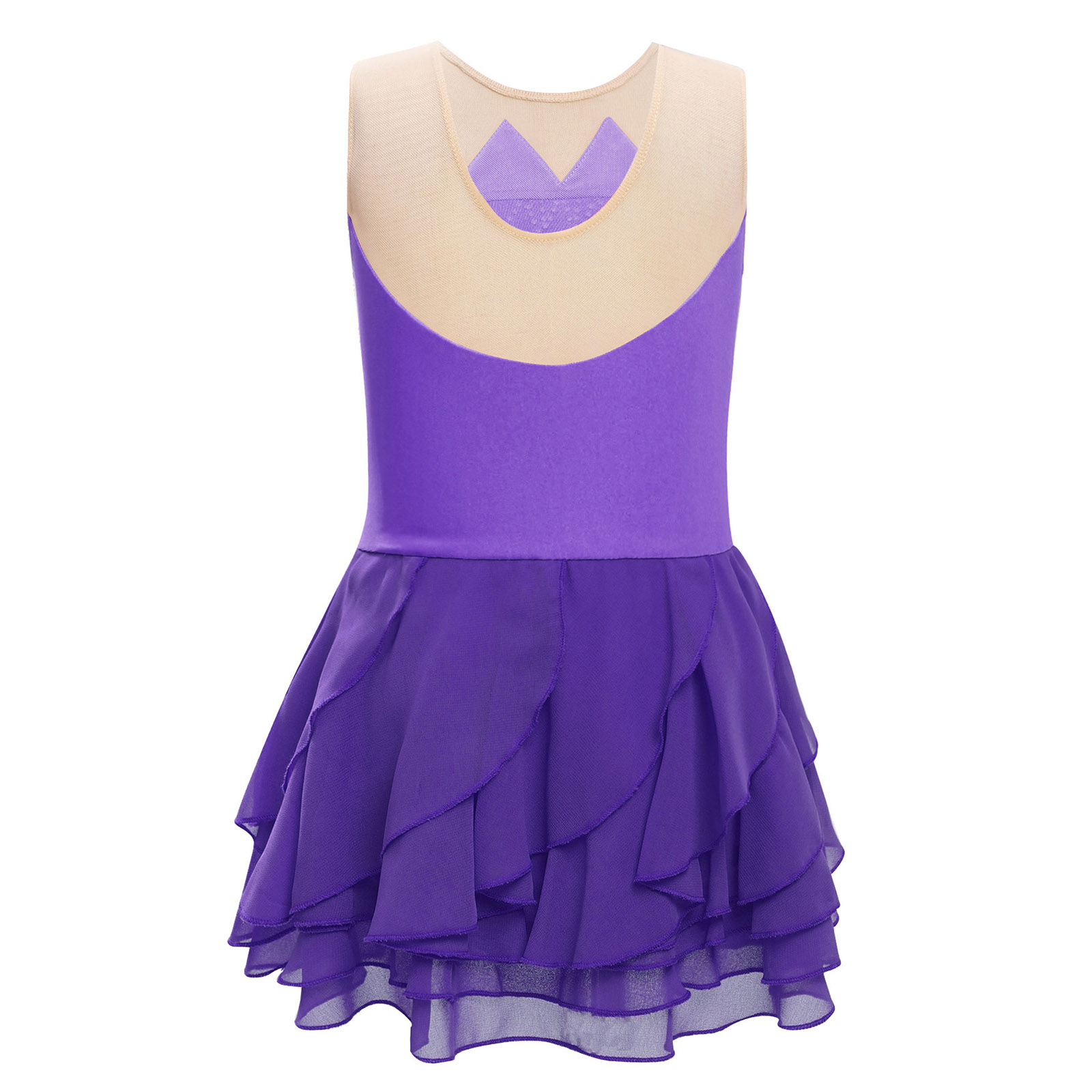 Girls Mesh Figure Skating Dres - Rhinestone Banding Trim avaliação e preço