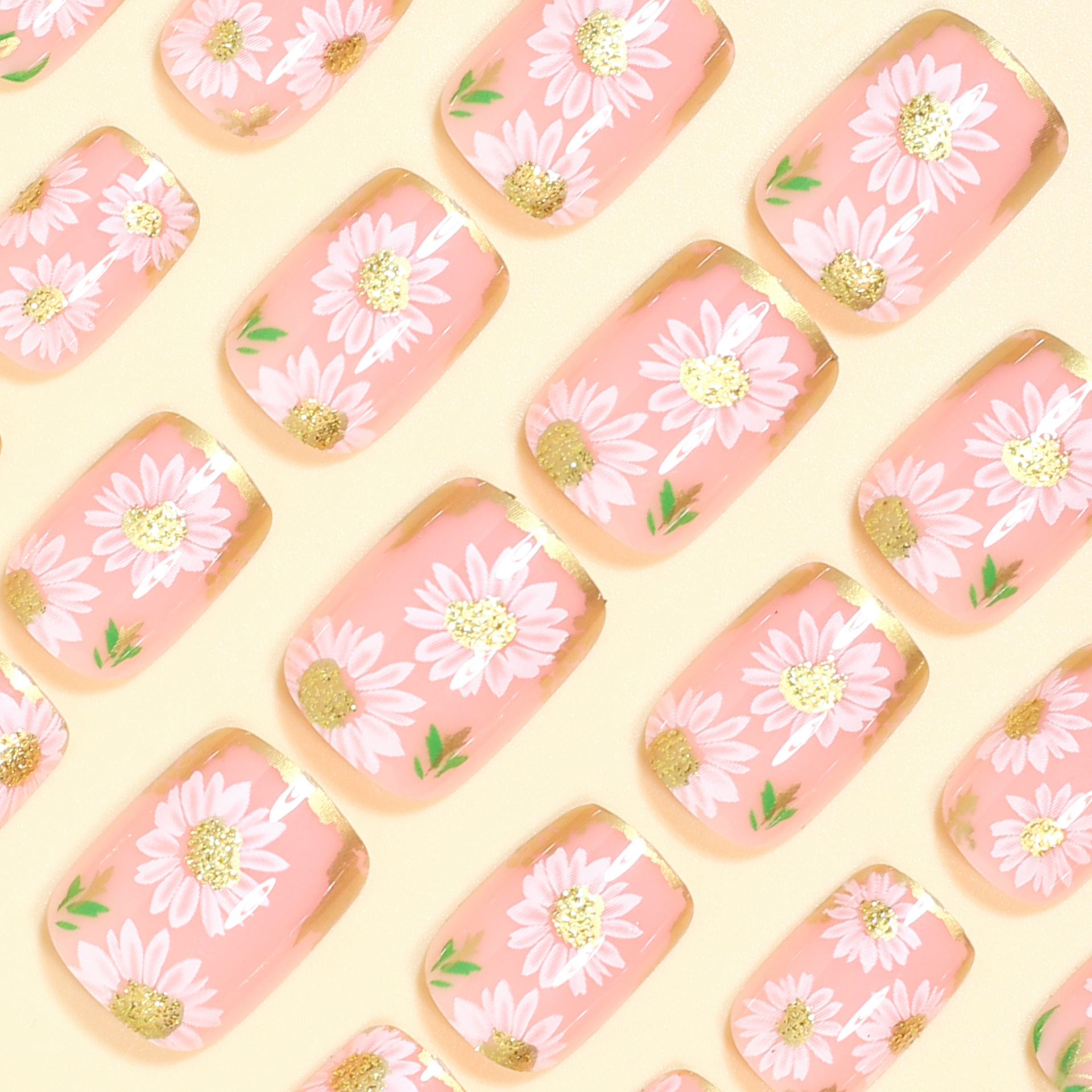 Short Square fake nails golden - Embroidery Embellishments avaliação e preço