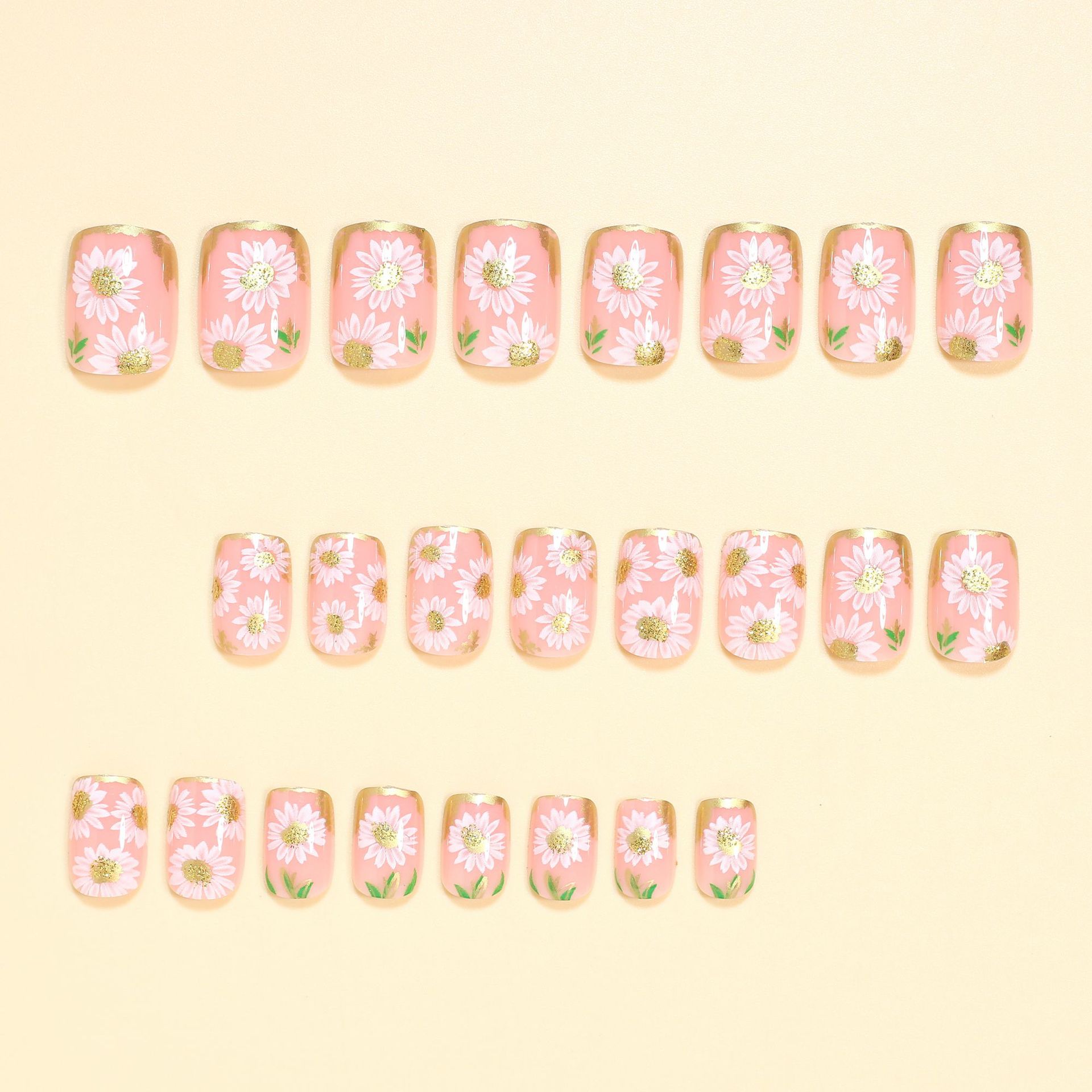Short Square fake nails golden - Embroidery Embellishments avaliação e preço
