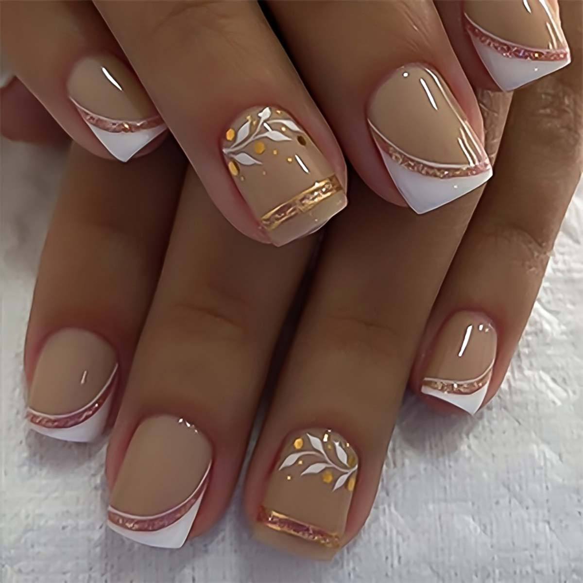 Short Square fake nails golden - Embroidery Embellishments avaliação e preço