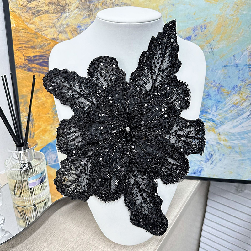 White Lace Sequin Beaded Flowe - Applique Patch Flower avaliação e preço