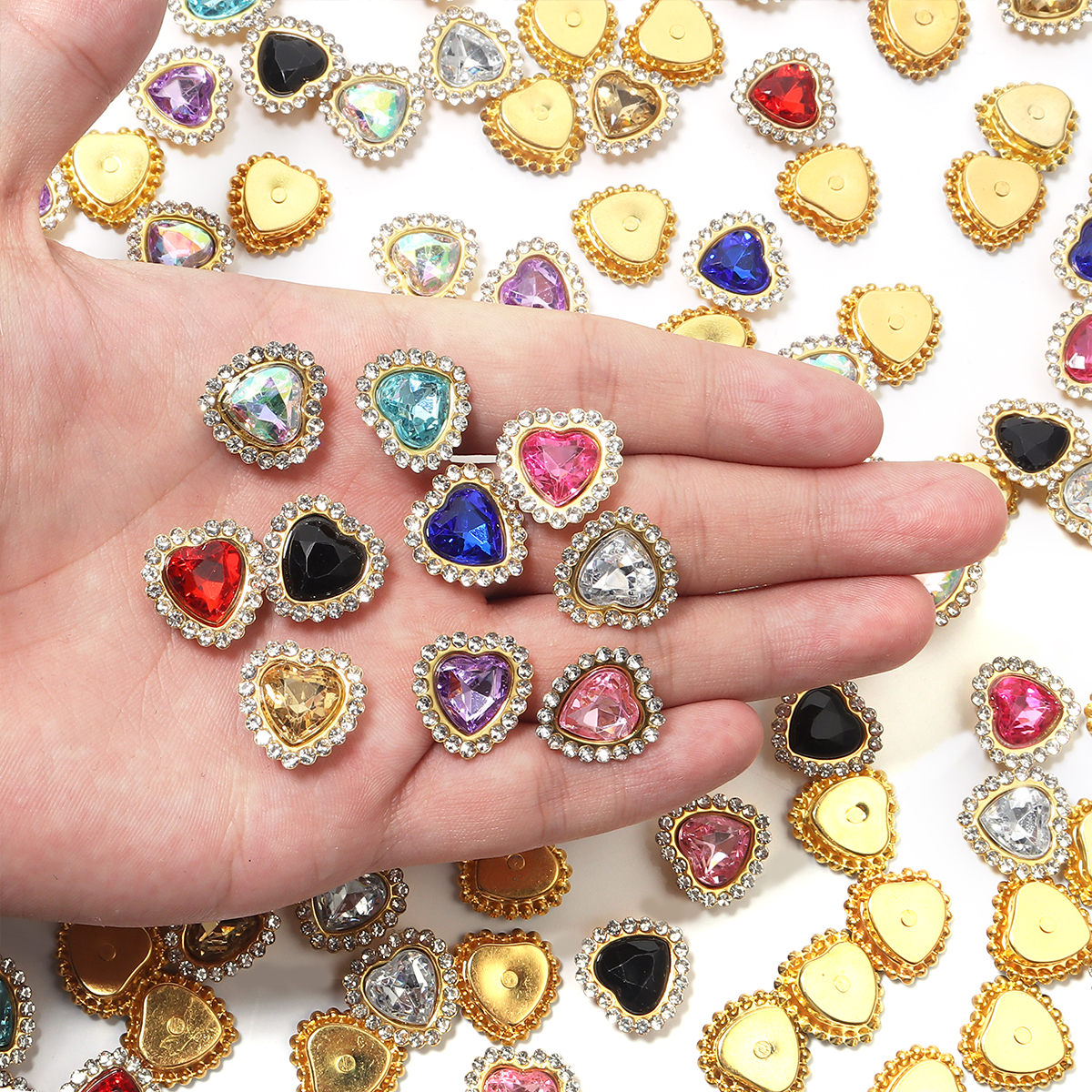 20Pcs Love Heart Acrylic Rhine - Sew On Rhinestone avaliação e preço